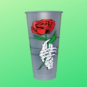 Rose & Skeleton Hand Personalized Reusable Cold Cup